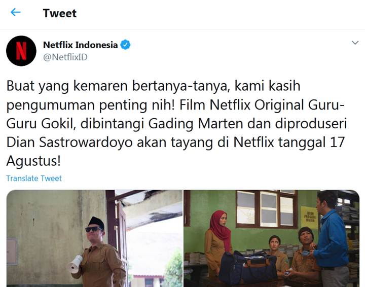 \'Guru-Guru Gokil\' Jadi Film Originial Netflix Kedua dari Indonesia, Tayang Kapan?