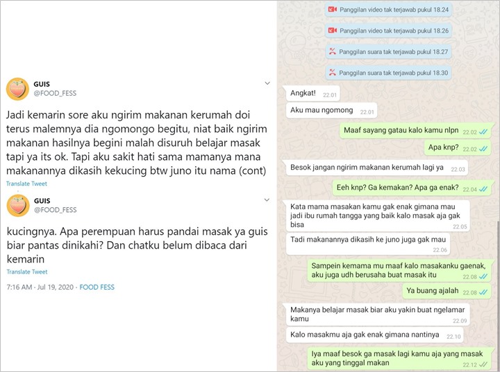 Viral Kisah Wanita Dihina Calon Mertua dan Pacar Karena Tak Bisa Masak, Ramai Dibela Warganet