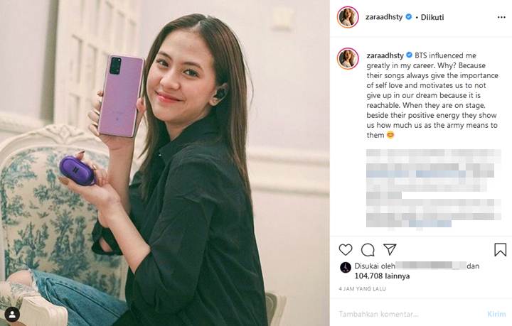 Adhisty Zara Ungkap Pengaruh BTS dalam Kariernya, Foto Bareng Pacar Menghilang?