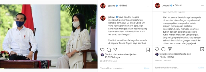 Begini Hasil Tes Swab Jokowi Usai Temui Wakil Walkot Solo Yang Positif COVID-19