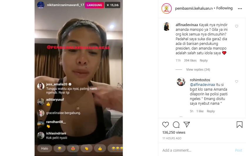 Nikita Mirzani Akui Diblokir Billy Syahputra, Singgung Soal Wanita Cabe-Cabean Jual Diri