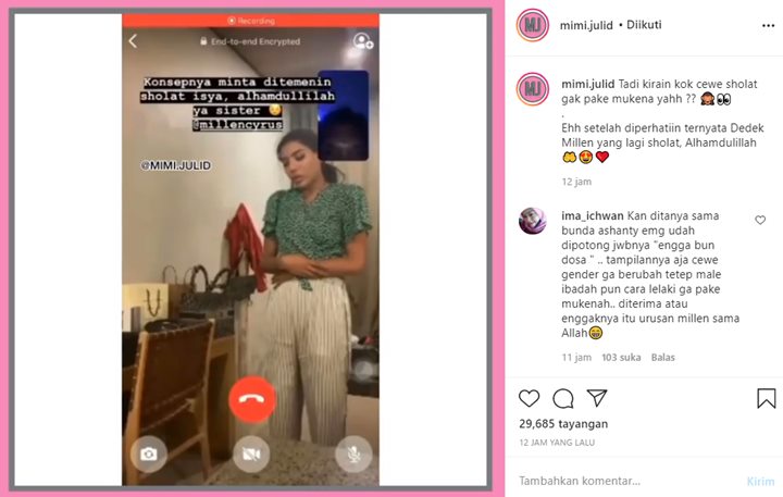 Millendaru Minta Ditemenin Salat Lewat Video Call