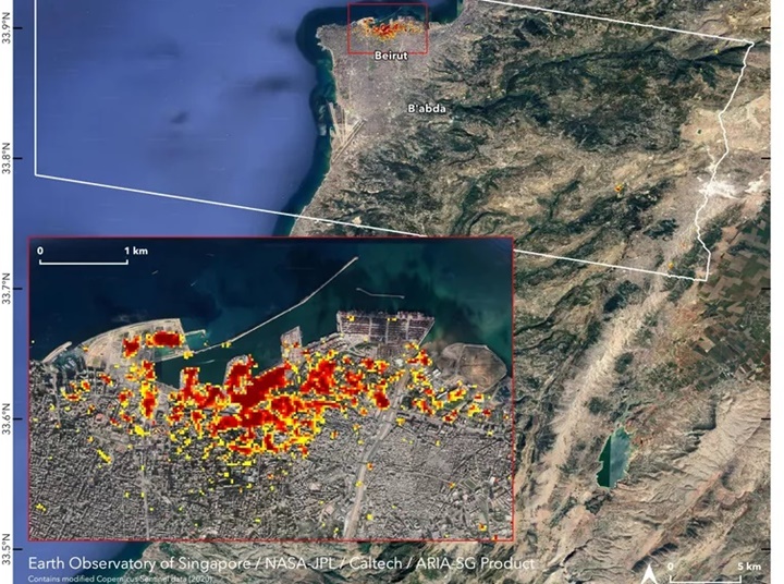 Dampak Ledakan Beirut dari Satelit