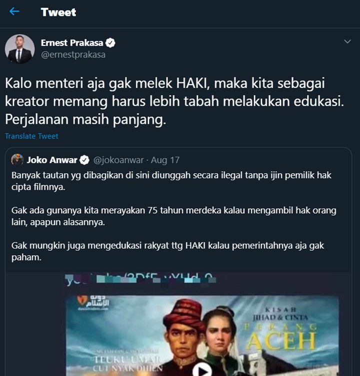 Ernest Prakasa: Harus Lebih Tabah