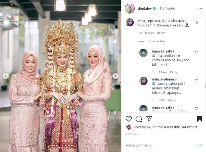 Datang ke Nikahan Sang Kakak, Makeup Dinda Hauw Diejek Menor Sampai Baju Terlalu Ketat