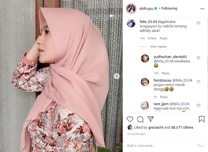 Adhisty Zara Kena Skandal Video Tak Senonoh, Foto Nabilah Cantik Pakai Hijab \'Diserang\' Netizen