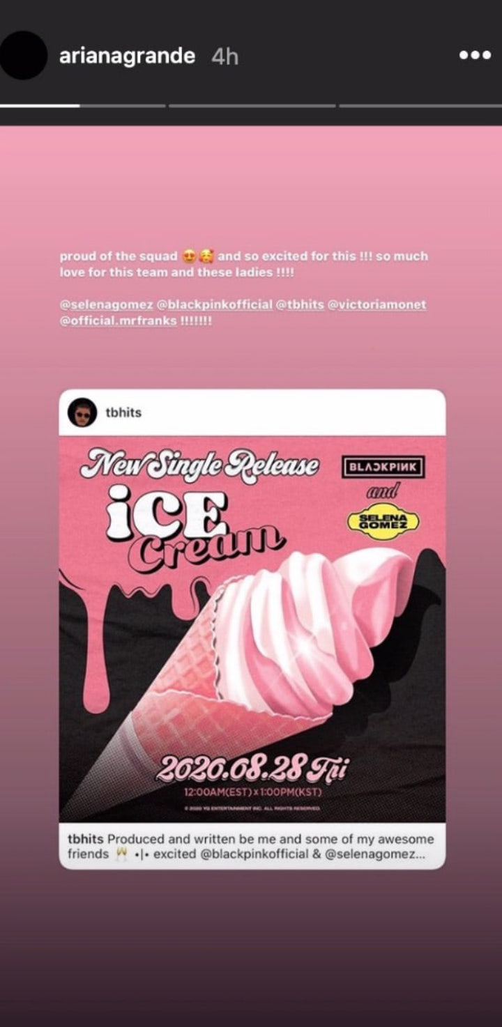 Lagu Kolaborasi BLACKPINK Dan Selena Gomez \'Ice Cream\' Ternyata Juga Garapan Ariana Grande