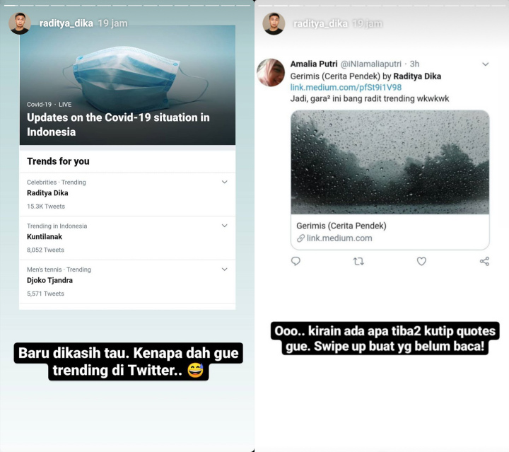 Tak Lagi Aktif di Twitter, Raditya Dika Kaget Jadi Trending Topik Gara-gara Ini