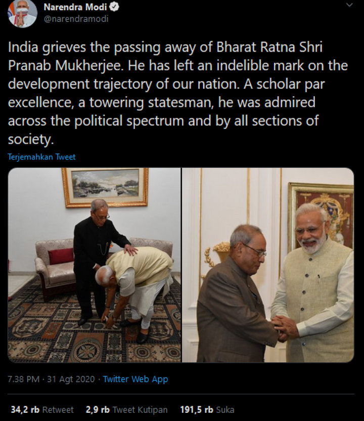 Perdana Menteri Modi Berduka