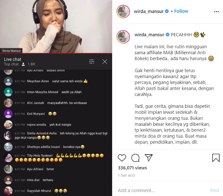 Wirda Mansur Menangis Tersedu-sedu Saat Live YouTube, Singgung Soal Keajaiban