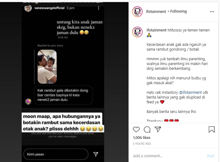 Begini Tanggapan Vanessa Angel Saat Diminta Botakin Rambut Bayinya Demi Kecerdasan Otak