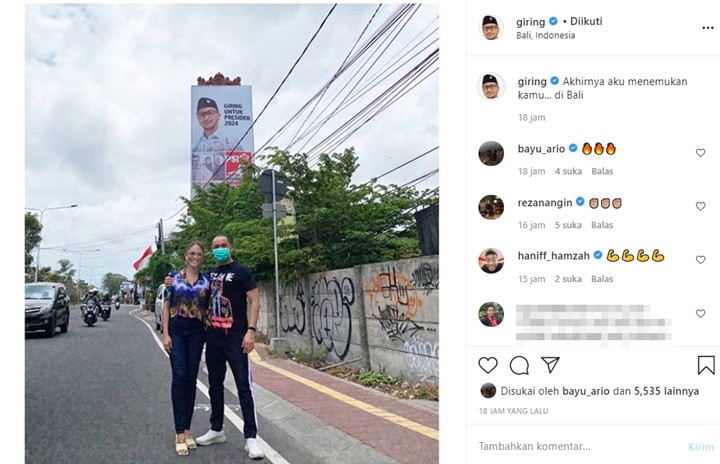Giring Ganesha Tuai Cibiran Saat Berpose di Depan Baliho Diri Jadi Capres 2024