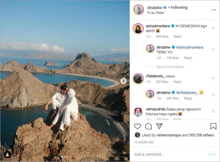 Pose Nyaris Ciuman Dinda Hauw dan Rey Mbayang Bikin Heboh, Komentar Uwu Bertebaran