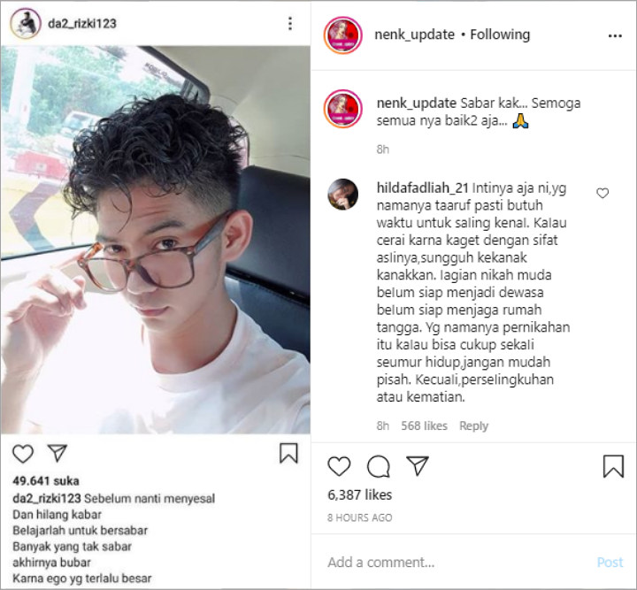 Rumah Tangga Diisukan Retak, Rizki DA Beri Pesan Soal Sabar Sebelum Akhirnya Bubar