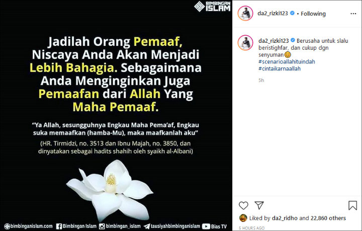 Rizki DA Isyaratkan Sedang Menghadapi Masalah, Singgung Orang Pemaaf