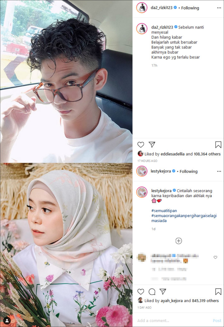 Rizki DA Bahas Kesabaran dan Ego Pasangan, Lesty Kejora Singgung Soal Hargai Sebelum Pergi