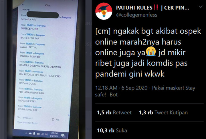 \'Drama\' Ospek Online: Chat Ngegas Komdis Curi Perhatian