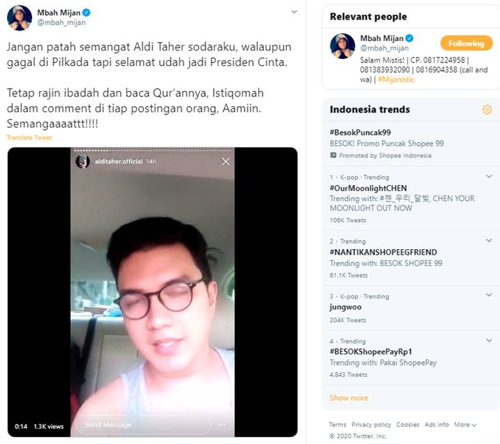 Aldi Taher Deklarasi Jadi Presiden Cinta Usai Gagal Maju Pilkada, Mbah Mijan Beri Dukungan