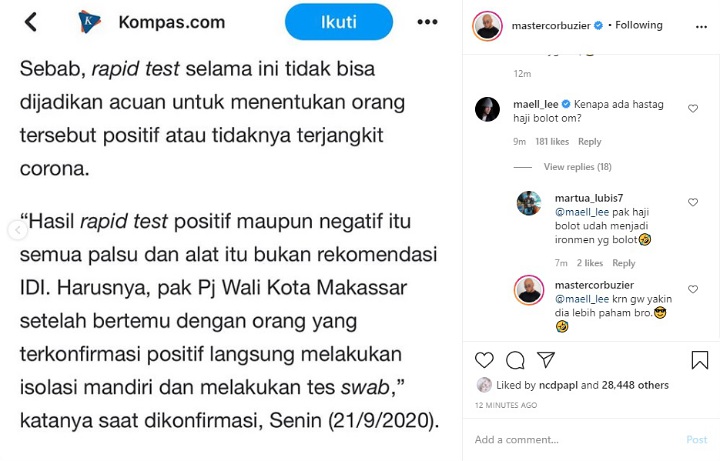 Deddy Corbuzier Bagikan Info Kontroversi Soal Rapid Test, Tagar Haji Bolot Jadi Sorotan