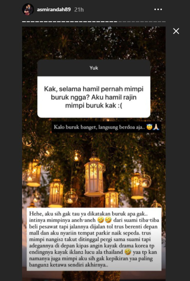 Asmirandah Ngaku Sering Mimpi Aneh Saat Hamil: Ala Drakor Dengan Ending Iklan Lucu Thailand