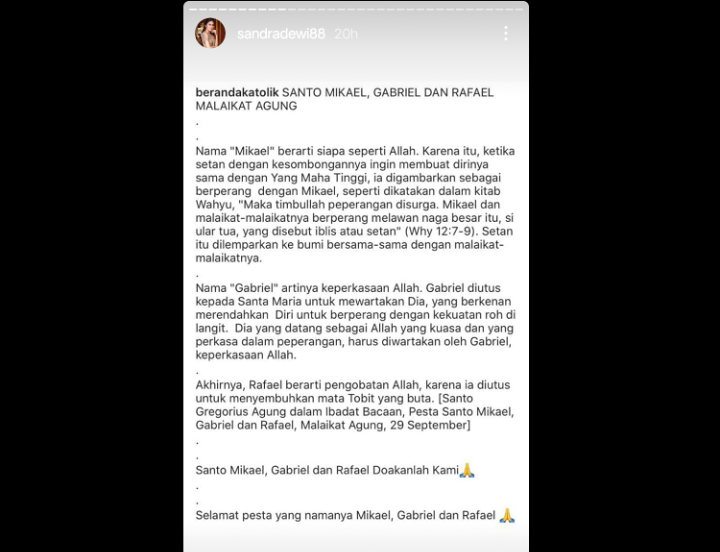 Sandra Dewi Ungkap Asal Usul Dibalik Nama Sakral Sang Anak, Terinspirasi Tokoh Legenda Ini