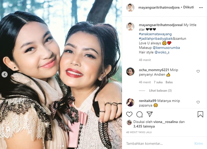 Tampil Cantik Pakai Make up, Putri Mayangsari Dinilai Mirip Andien