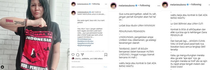 Melanie Subono Kritik UU Cipta Kerja Omnibus Law