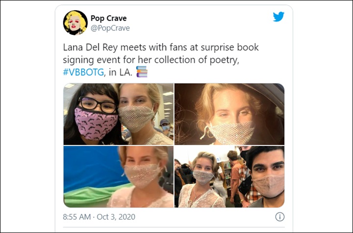 Lana Del Rey Dikritik Karena Pakai Masker Jaring Saat Temui Fans