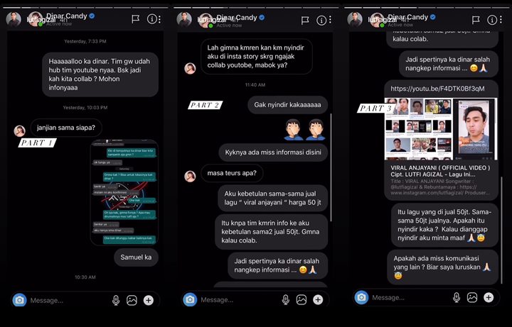 \'Takut\' Dihujat, Lutfi Agizal Klarifikasi Tak Pernah Sindir Dinar Candy Sampai Beber Isi Chat Lengkap