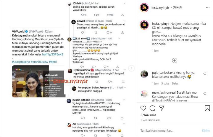 Gara-Gara Krisdayanti Komentar Soal RUU Cipta Kerja, Anang Hermansyah Jadi Trending Topic