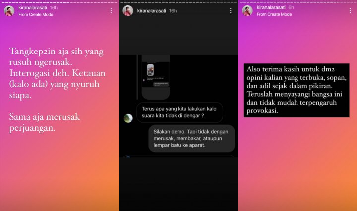 Kirana Larasati Sayangkan Aksi Pendemo Bakar Halte Hingga Curiga Ada Yang Menunggangi