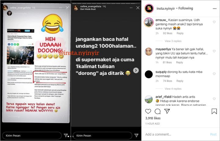 Celine Evangelista Sindir Pendemo Omnibus Law Para Pengangguran, Ramai Kena Hujat
