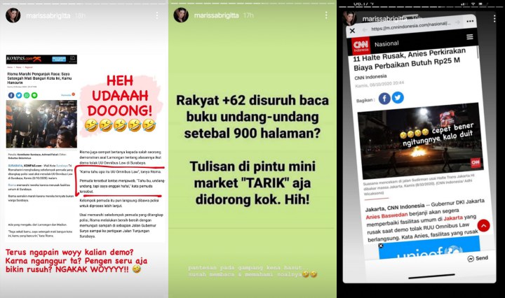 Celine Evangelista Sindir Pendemo Omnibus Law Para Pengangguran, Ramai Kena Hujat
