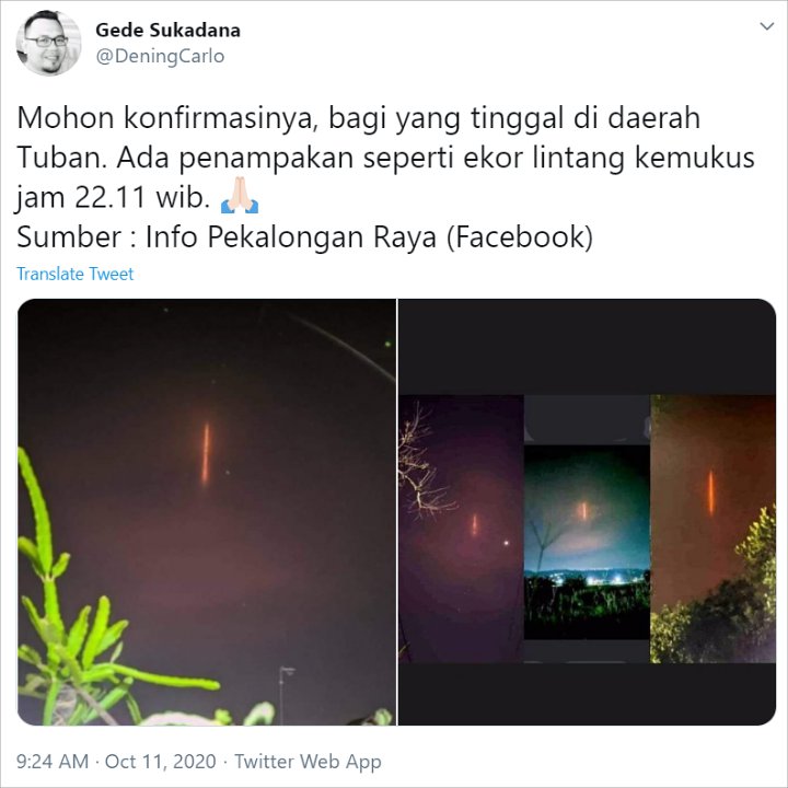 Heboh Lintang Kemukus \'Tanda Bahaya Negeri\' di Tuban, Lapan Beri Klarifikasi