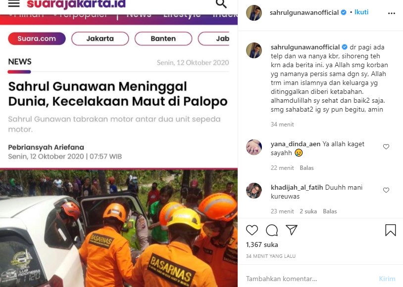 Sahrul Gunawan Tanggapi Soal Berita Dirinya Dikabarkan Meninggal