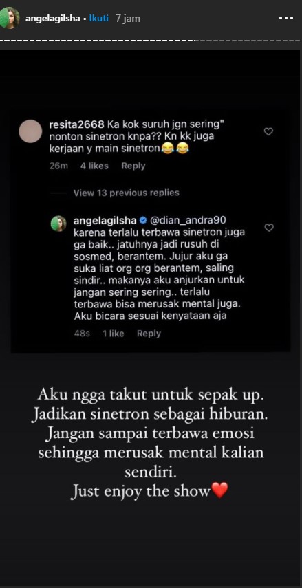 Terkenal Sebagai Pemain Sinetron, Angela Gilsha Malah Larang Netizen Nonton Sinetron