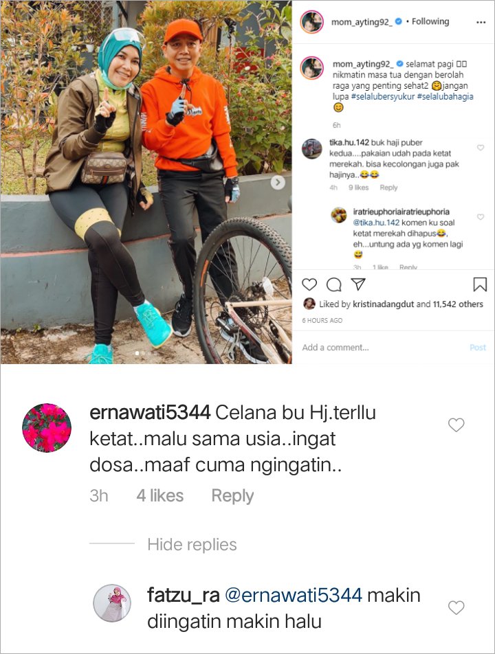 Celana Ketat Ibunda Ayu Ting Ting Saat Gowes Jadi Gunjingan, Diingatkan Soal Dosa