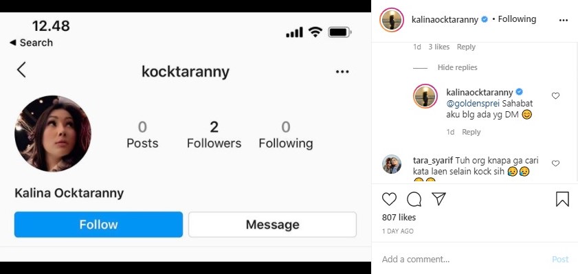 Kalina Oktarani Risau Usai Akun Palsu Mengatasnamakan Dirinya Muncul, Berani DM Sahabat