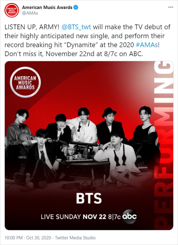 BTS Dipastikan Tampil Di American Music Awards 2020, Bakal Perdana Bawakan Title Track Comeback