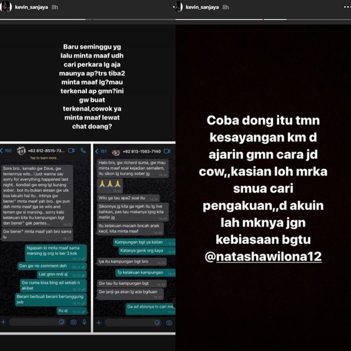 Kevin sanjaya bongkar isi chat teman Nastasha Wilona