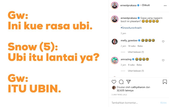 Ernest Prakasa \'Kesal\' Saat Ngobrolin Ubi Bareng Sang Putra, Bukti Bakat Komedi Terwariskan