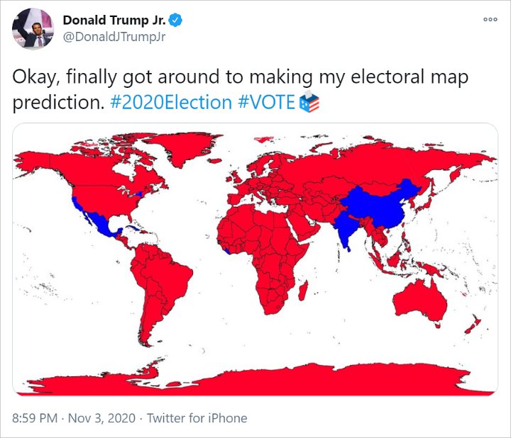 Putra Donald Trump PD \'Merahkan\' Dunia Saat Pemilu AS, Biden Cuma Unggul di Sini