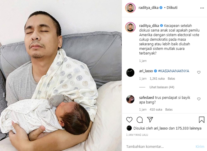 Baru Berusia 2 Hari, Putra Raditya Dika Diajak Ngomongin Pemilu Amerika