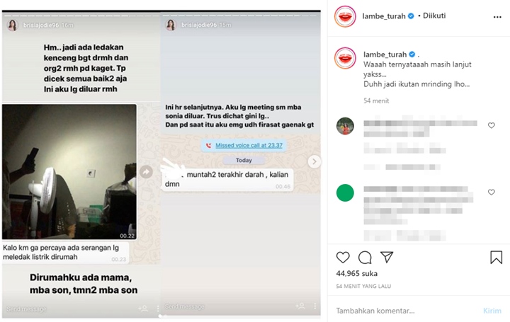 Masih Berlanjut, Brisia Jodie Diteror Suara Ledakan hingga Kucing Hitam