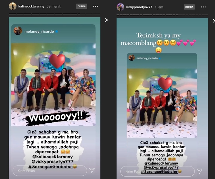 Vicky Prasetyo \'Gombali\' Kalina Oktarani, Melaney Ricardo Bocorkan Rencana Nikah
