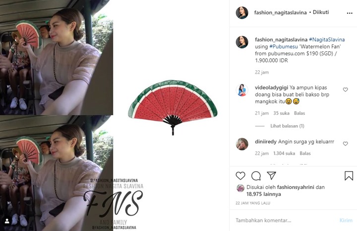 Nagita Slavina Pakai Kipas Lipat Lucu Bentuk Semangka, Harganya Gak Masuk Akal