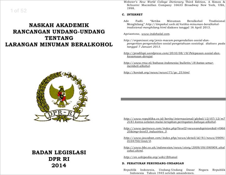 Jadi Sorotan, Naskah Akademik RUU Larangan Minuman Beralkohol Diduga Bersumber Dari Wikipedia