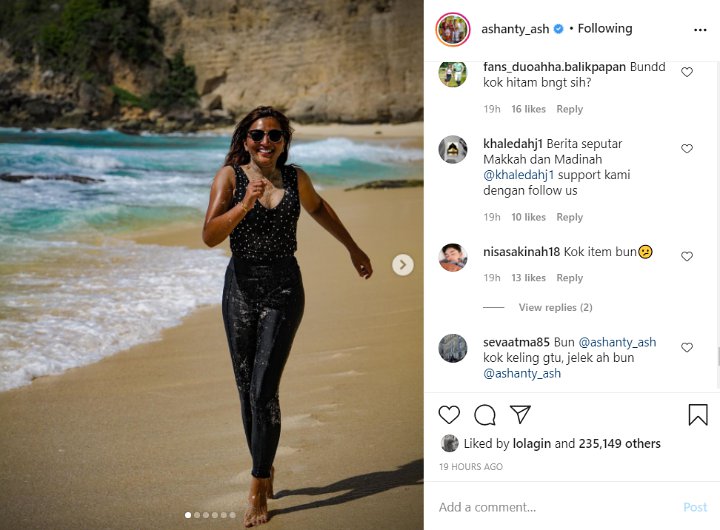 Ashanty Pede Pamer Kulit Super Tanned Saat Tinggal di Bali, Diledek Terlalu Hitam