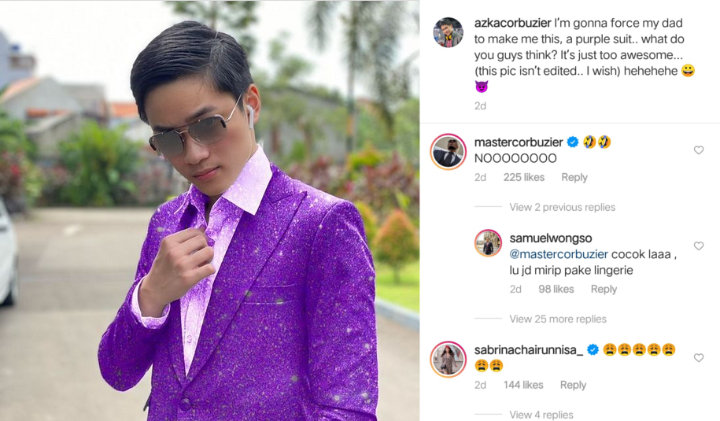 Azka Tampil Beda Pakai Jas Ungu Bling-Bling, Deddy Corbuzier Sampai Bilang Begini