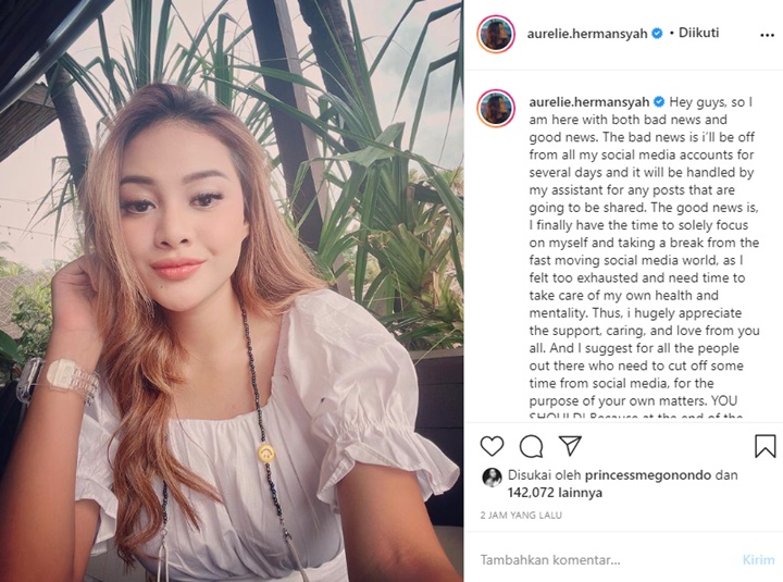 Aurel Hermansyah Pamit Istirahat Main Medsos, Akui Lelah dan Butuh Waktu Sendiri